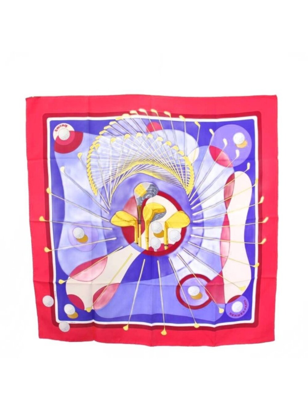Hermes Scarf Carre 90 Swing Silk All Over Print Pink Blue